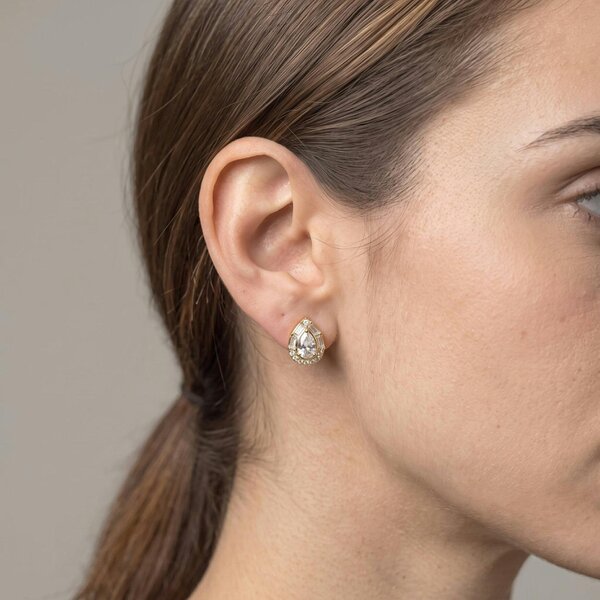 Uchi & Soto Kin Gold Teardrop Stone Earrings and Necklace Set