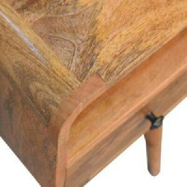 Wyld Haus Trento Mini Oak Mango Wood Curve Open Bedside Table