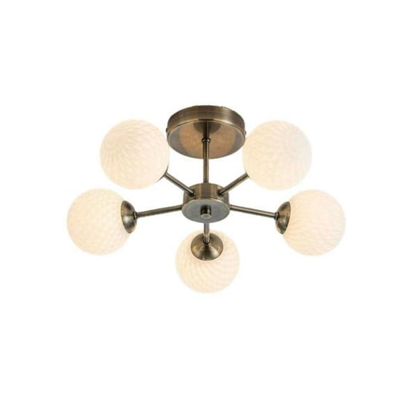 Pagazzi Lighting Lior 5-Light Antique Brass Semi-Flush Ceiling Light