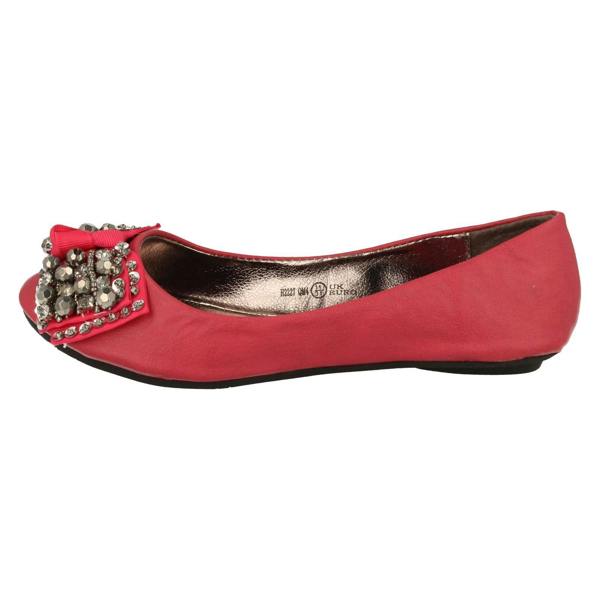 Cutie Girls Cutie Slip On Ballerina Pumps with Jewelled Bow