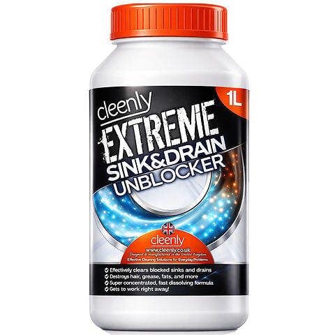 Cleenly Extreme Sink & Drain Cleaner & Unblocker Liquid (1 Litre) - Heavy Duty Formula for Bathroom, Kitchen, Drains, and More