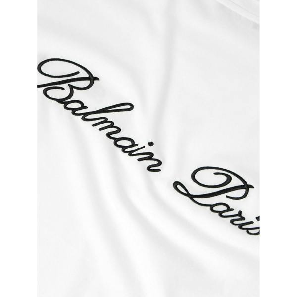 Balmain Logo Embroidered Loose Fit T-Shirt   in  White