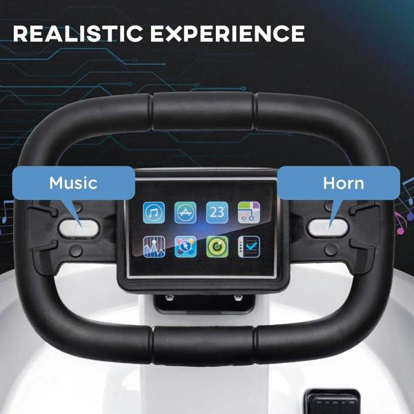 Electric bumper car steering wheel with built-in control panel and buttons