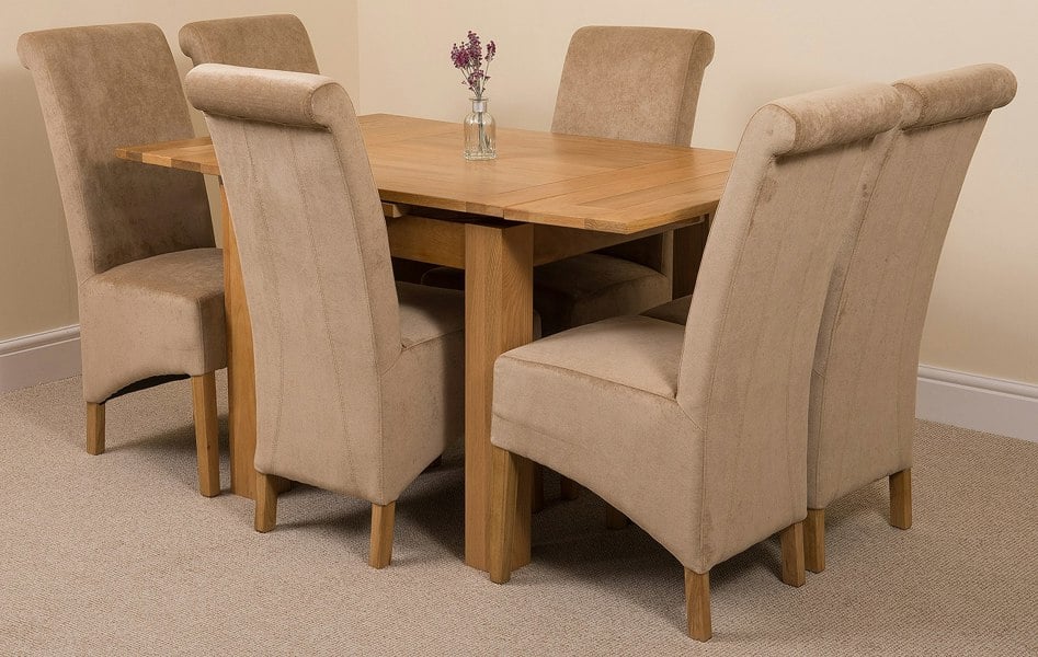 That's Furniture Richmond Small Extending Oak Dining Set with Montana Fabric Chairs