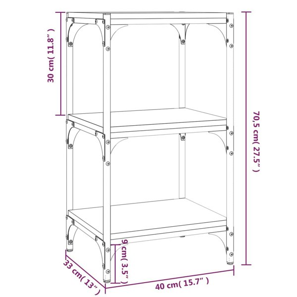 Berkfield Book Cabinet Smoked Oak 40x33x70.5 cm Engineered Wood and Steel