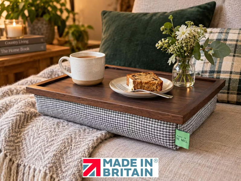 Made in the Mill Luxury Dogtooth Lap Tray With Bean Bag