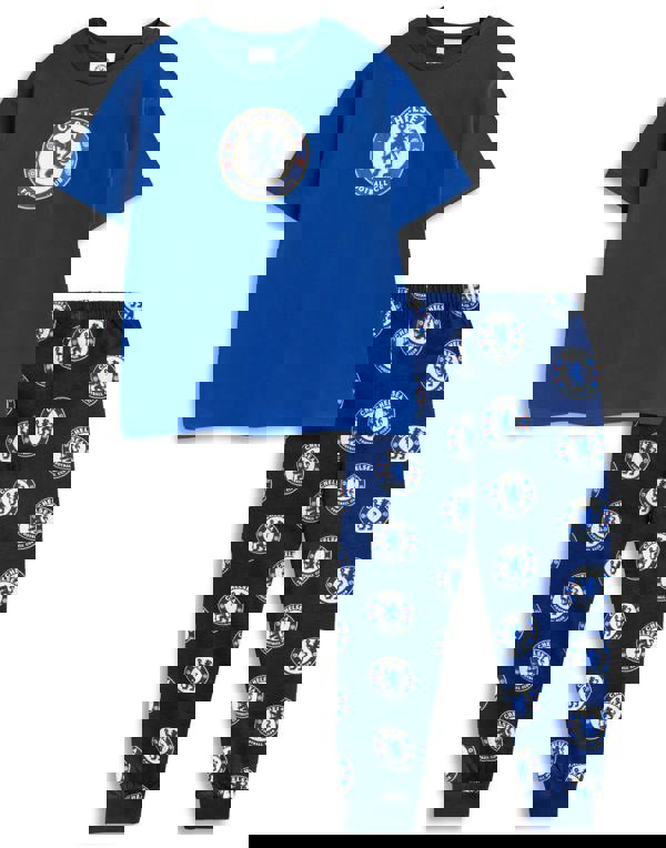 Chelsea Boys Blue Logo Short Sleeve Long Leg Pyjama Set