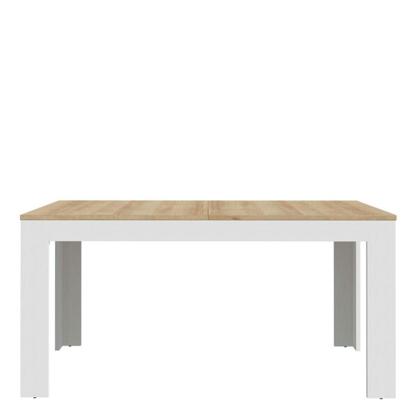 Wyld Haus Bramblecroft White and Natural Oak Wood Extending Dining Table
