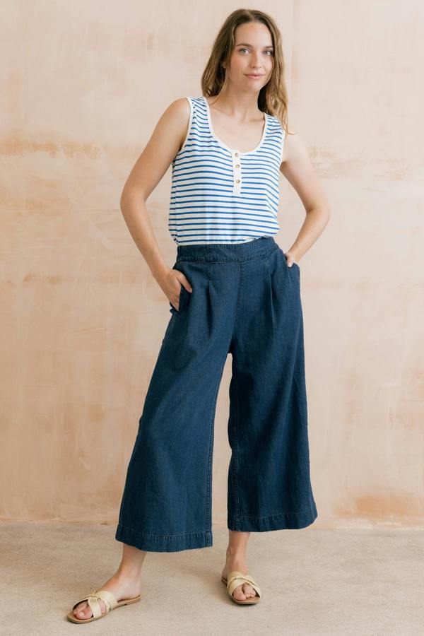 Lily & Me Haze Buttoned Cobalt Stripe Vest