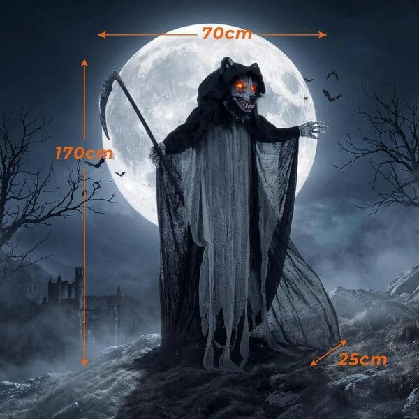 Bobobiy Halloween Standing Werewolf Animated Decoration with Light-Up Eyes, Sound and Touch Activated