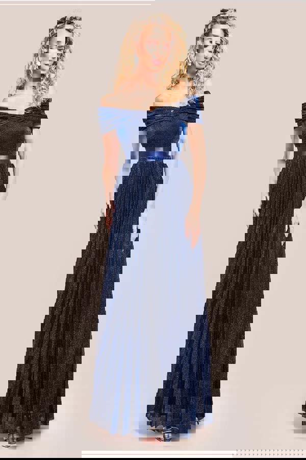 Bardot Pleated Skirt Maxi Dress - Navy DR3096A