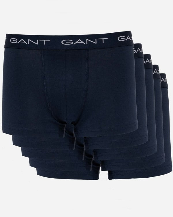 GANT Mens Slim Fit Stretch Cotton Jersey Trunks 5-Pack - 410 Marine