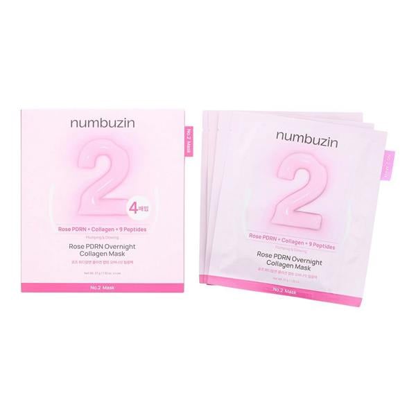 Numbuzin No 2 Rose Pdrn Overnight Collagen Gel Mask 4 x 37g