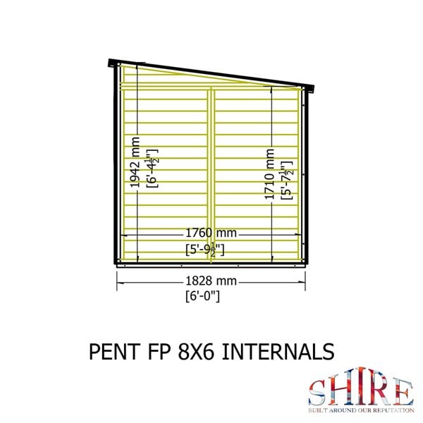 Shire Pent 8x6 12mm interlock Clad wooden Shed - Best Shed