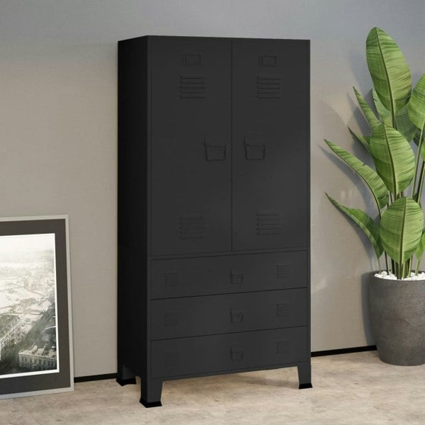 Berkfield Industrial Wardrobe Black 90x50x180 cm Metal
