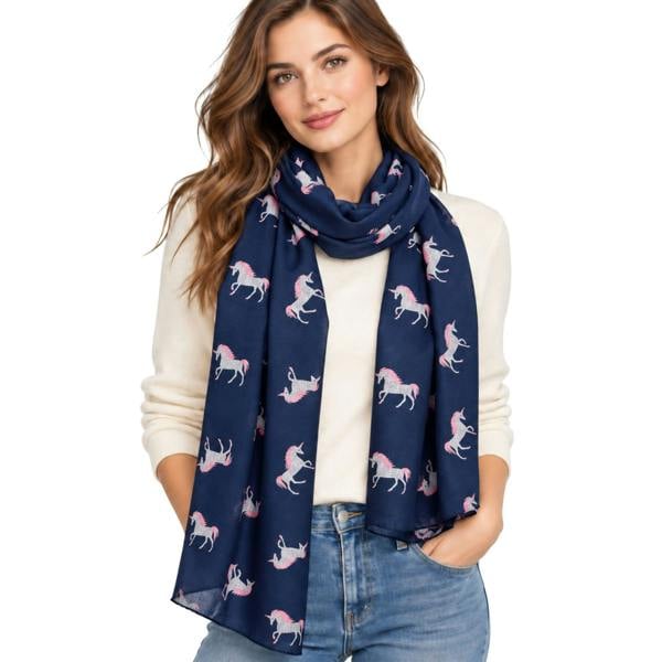Love EMVY Unicorn Print Lightweight Scarf - Blue