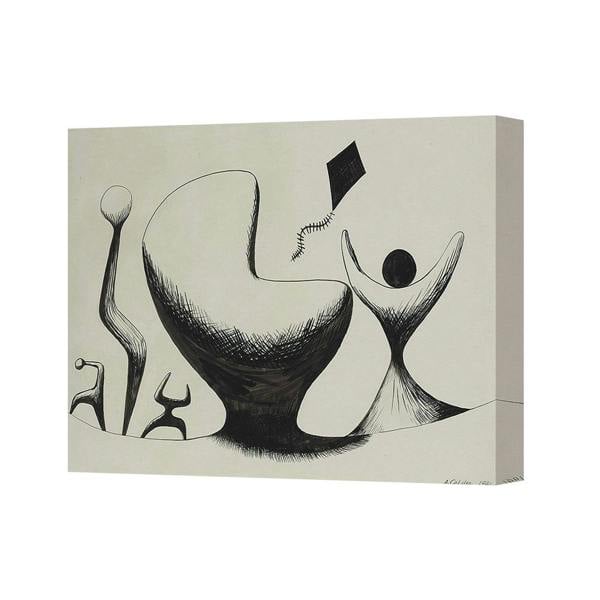 Benjamin Tate Design Abstract Black and White Canvas Wall Art Featuring Dynamic Figures