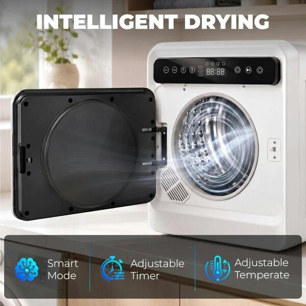 5kg Vented Tumble Dryer, 1000W Compact Tumble Dryer with Smart Drying, Freestanding Stackable Clothes Drying Machine