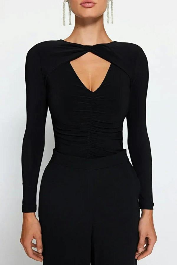 WOVCOR Knit Bodysuit with Cut-Out Detail