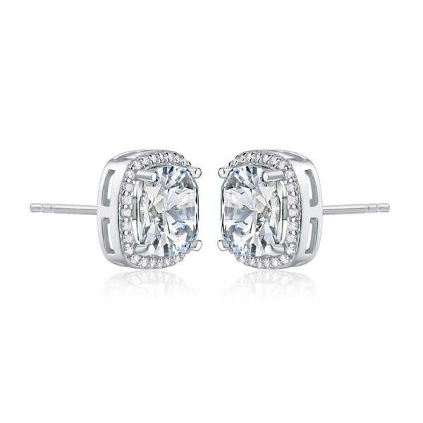 925 Sterling Silver Cushion Shaped Halo Stud Earrings for Women - namana.london