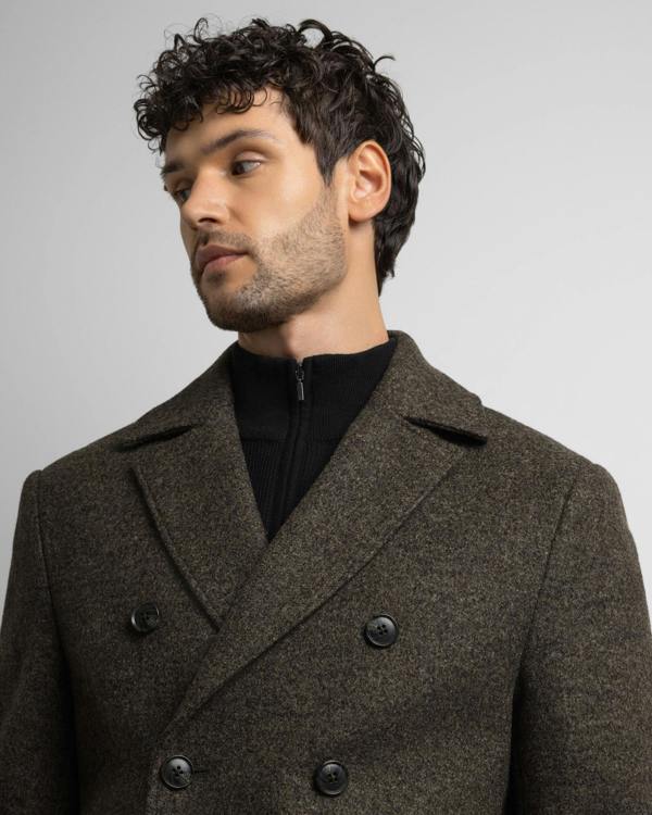 Steel & Jelly Albany - Brown Wool Mix Double-Breasted Peacoat
