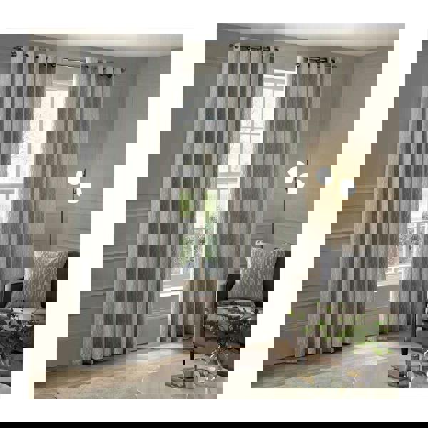 Paoletti Manhattan Velvet Eyelet Curtains - Silver