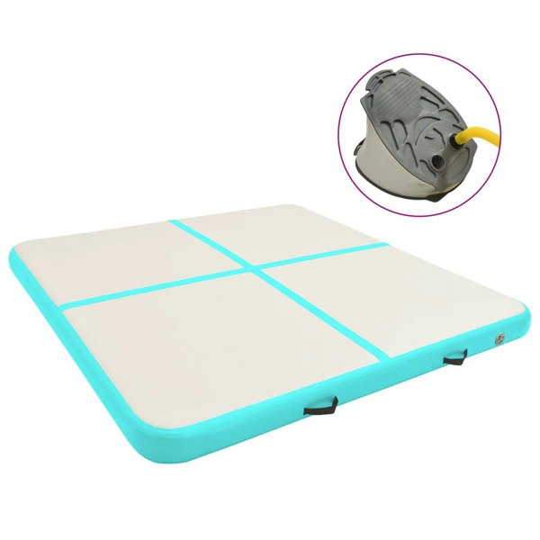 Berkfield Inflatable Gymnastics Mat with Pump 200x200x10 cm PVC Green