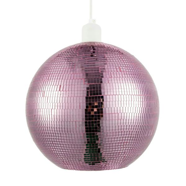 Shiny Disco Mosaic Ball in Vibrant Pink Mirrored Tiled Retro Style Image 5