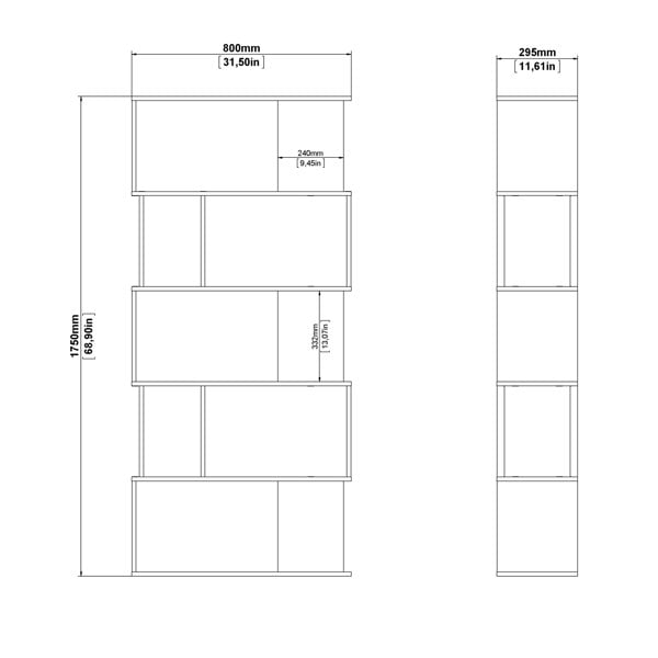 Furniture To Go Maze Open Bookcase 4 Shelves in Jackson Hickory Oak and White