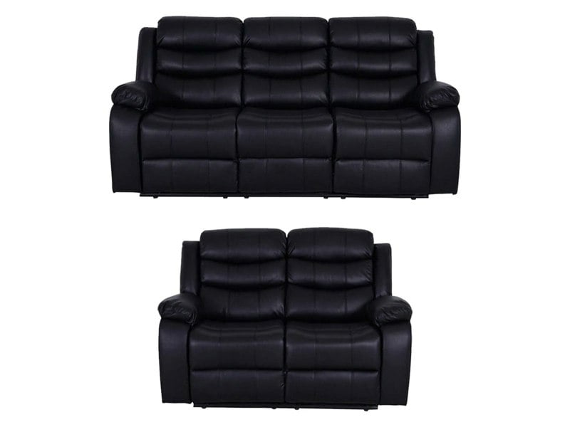 ROMA LEATHER BLACK 3+2 SOFA SET