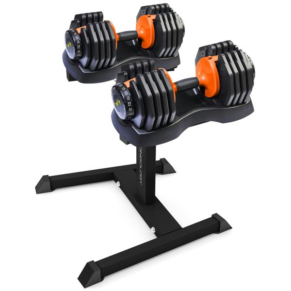 Strongology Homeology Strongology Urban25 Orange Adjustable Dumbbell Pair with Free Durable Steel Adjustable Urban25 Dumbbell Floor Stand