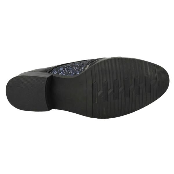 Spot On Ladies Spot On Glitter Shoes With Fringe Detail