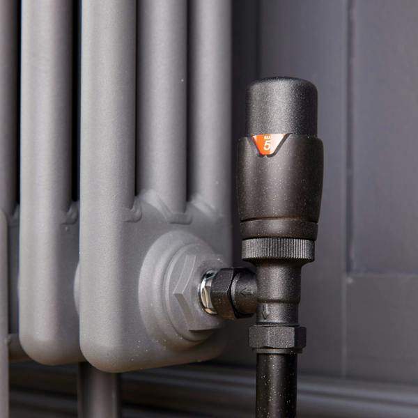 Flode Anthracite Angled Thermostatic Radiator Valve Pack