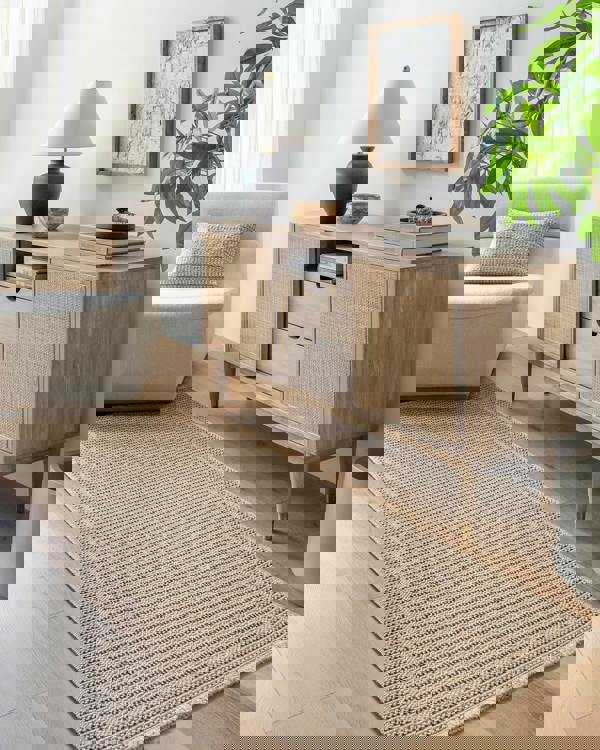 Livabliss Mirage-Cottage Tan Black Fringe In- & Outdoor Jute-Look Rug