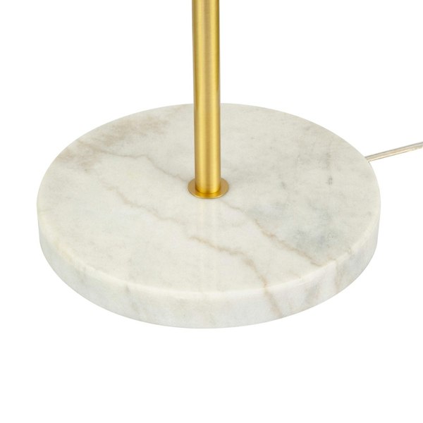 Designer Satin Gold Floor Lamp with Opal White Globe Glass Shade and Marble Base Image 3