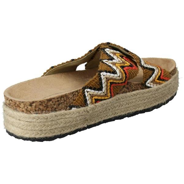 Spot On Ladies Spot On Platform Cross Over Strap Mule