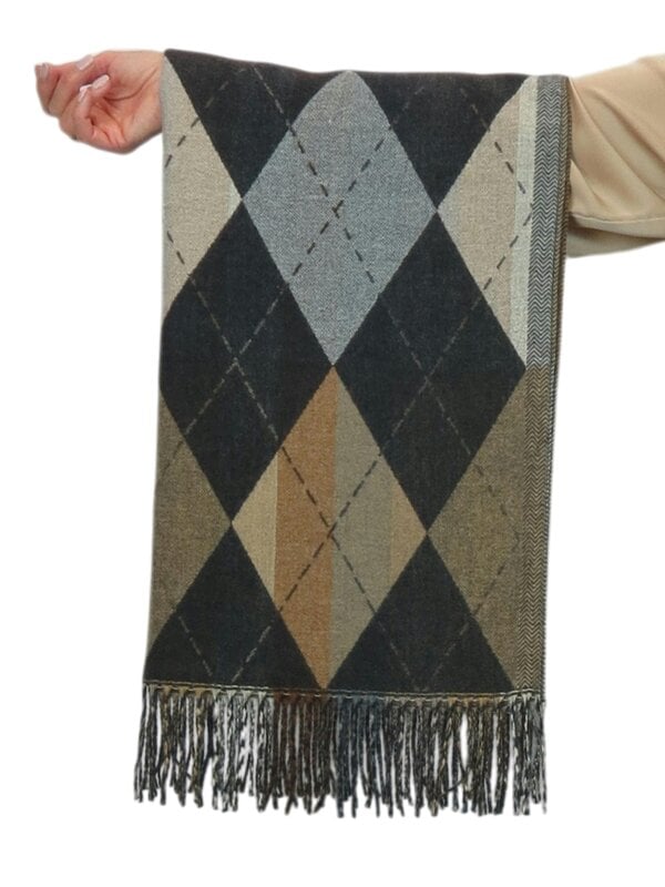 Paulo Due Wool Blend Reversible Argyle Pashmina Scarf