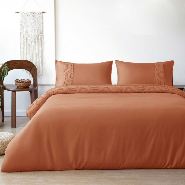 Velosso Chic Bedroom Tufted Duvet Cover & Pillowcase Set - Modern Style Bed Linen Set with Button Enclosure