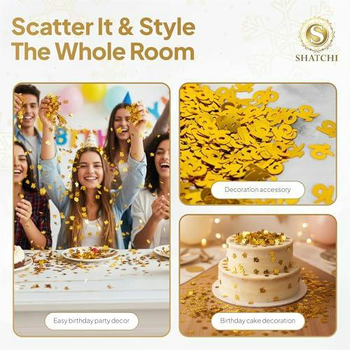 16th Birthday Gold Metallic Confetti Table Decoration Set, Foil Finish in 1, 2 or 4 Pack Options image 7