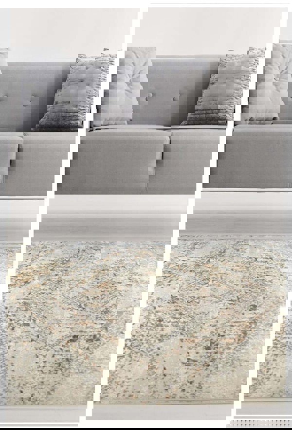 Vintage Design Living Room Rug in Cream & Ochre – The Rugs