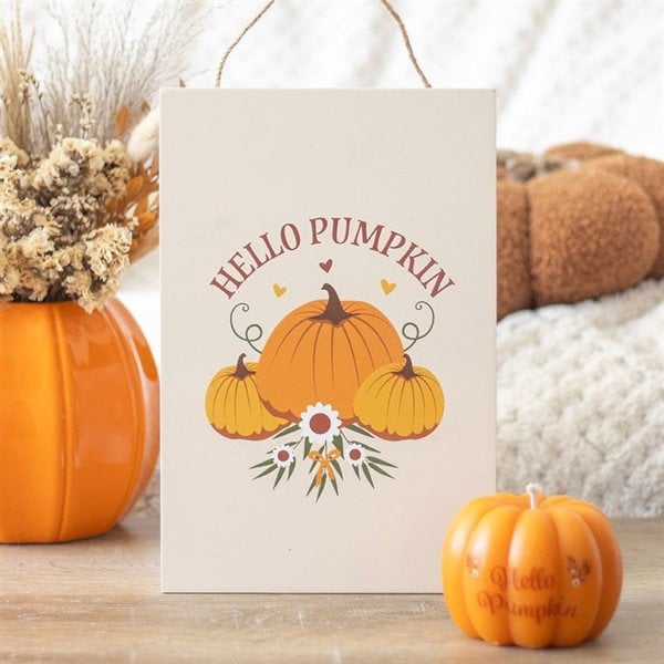 Serano Autumn Days Hello Pumpkin Hanging Sign
