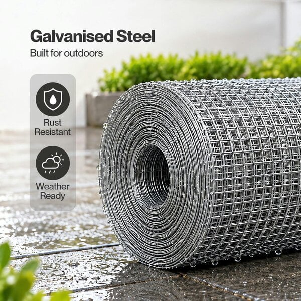 Lambu Rodent Mesh Galvanised Steel Wire Grid 12mx40cm Roll for Garden Silver