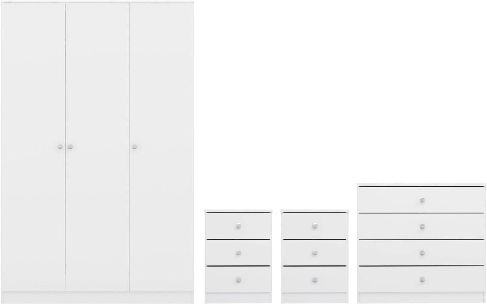 Seconique Denver 3 Door Triple Wardrobe 4 Piece Bedroom Set