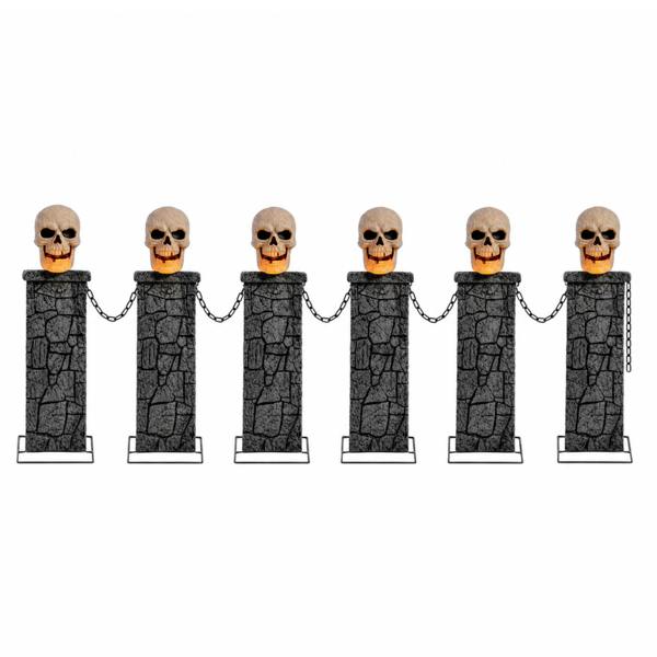 Samuel Alexander Pack of 2: 90cm x 1.2m Battery Powered Light Up Halloween Skull Fence with LEDs