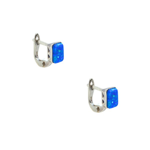 Spero London Rectangular High Quality Japanese Opal Sterling Silver Earrings