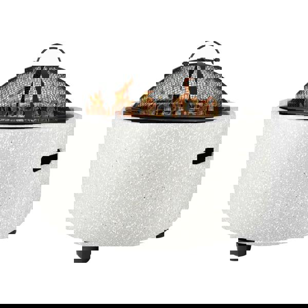 Gardenwize MGO Garden Firepit & BBQ – 2-in-1 Outdoor Fire Bowl with Grill | Stone Effect Patio Heater & Charcoal BBQ