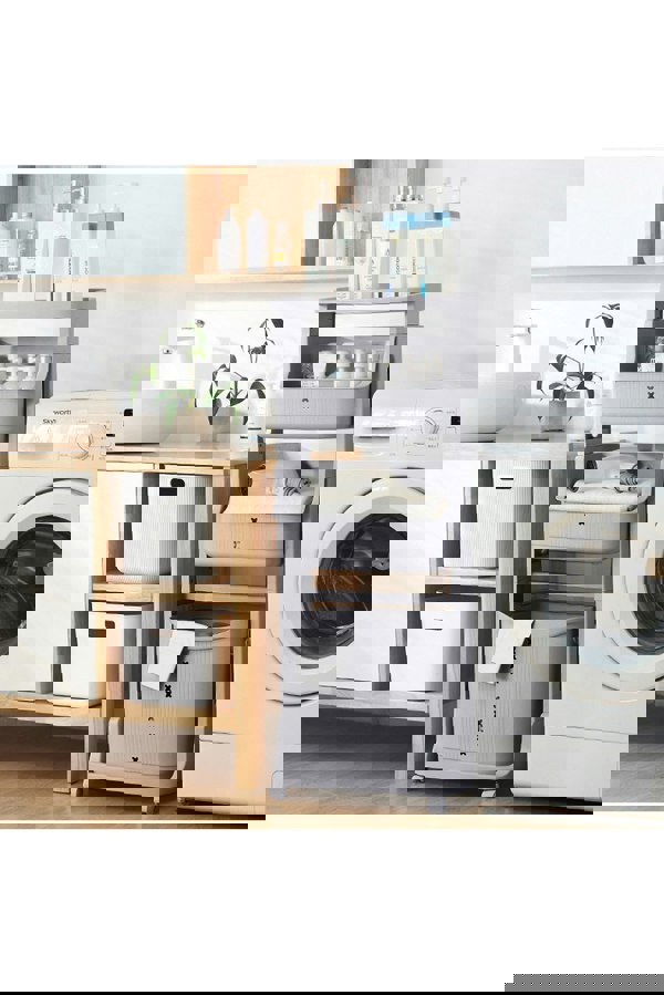 Living and Home 4-Tier Detachable Kitchen Trolley Cart Fruits Vegetables Organizer Storage Rack Laundry Basket with Wheels