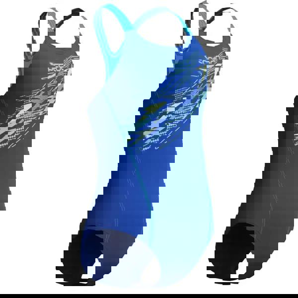 Speedo Girls Medley Logo Medalist Swimsuit - Blue/Turquoise