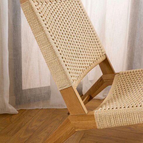 Wyld Haus Wigletree Cream and Natural Oak Wood Lounge Accent Chair