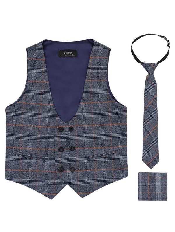 Boys Blue checked waistcoat